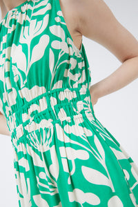 Compania Fantastica Green Print Long Sleeveless Dress