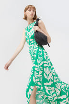 Compania Fantastica Green Print Long Sleeveless Dress
