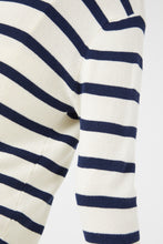 Load image into Gallery viewer, Compania  Fantastica Navy Blue and Soft White Fine Knit Striped Jumper
