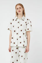 Compania Fantastica Pastel Green  & White Shirt with Floral Dot