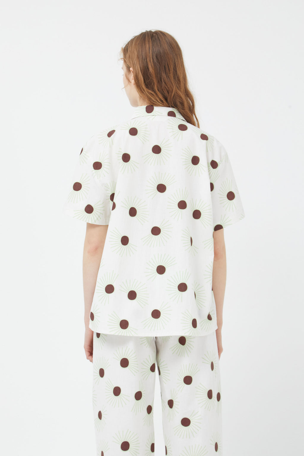Compania Fantastica Pastel Green  & White Shirt with Floral Dot