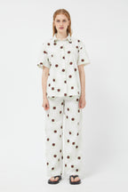 Compania Fantastica Pastel Green  & White Shirt with Floral Dot