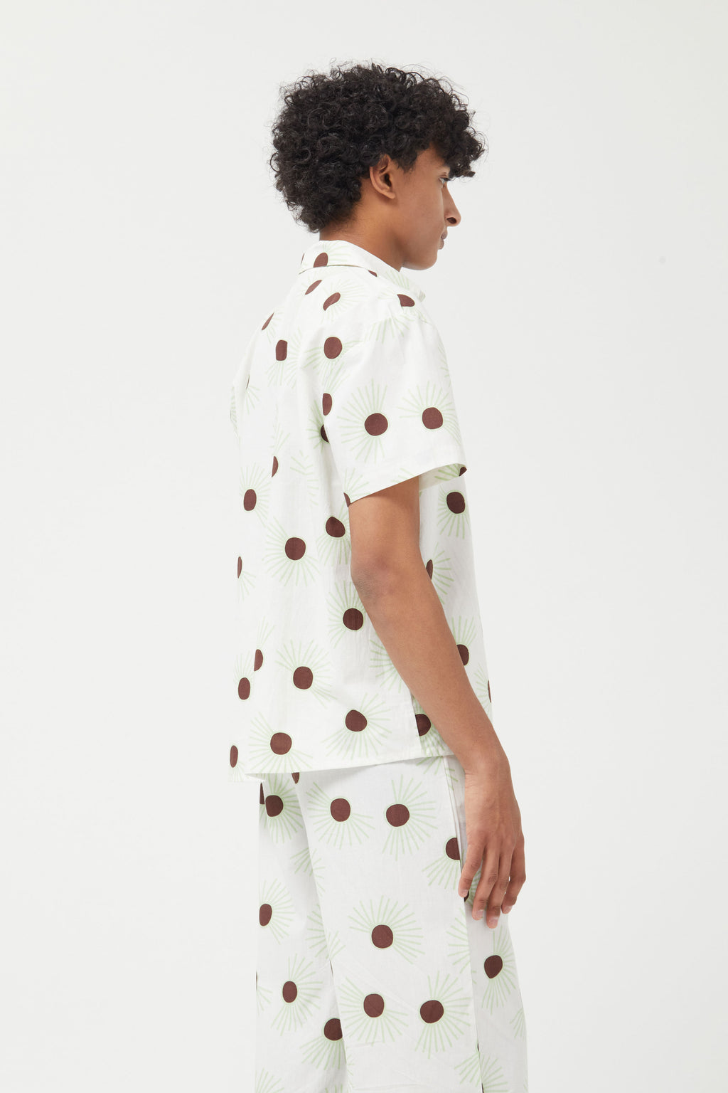 Compania Fantastica Pastel Green  & White Shirt with Floral Dot