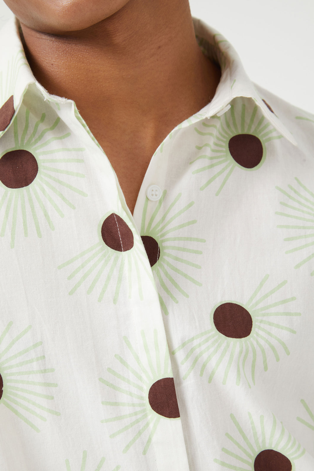 Compania Fantastica Pastel Green  & White Shirt with Floral Dot