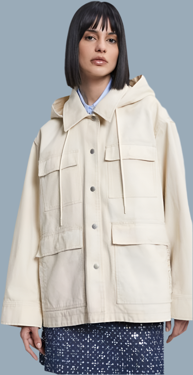 Otto’dame Off-White Cotton Combat Outerwear Jacket