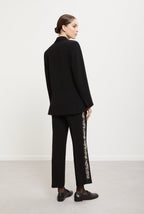 Ottod’Ame Black Straight Leg Trousers with Embellished Side Stripe
