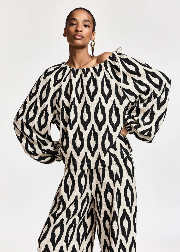 Essentiel Antwerp Cream & Black Printed Blouse