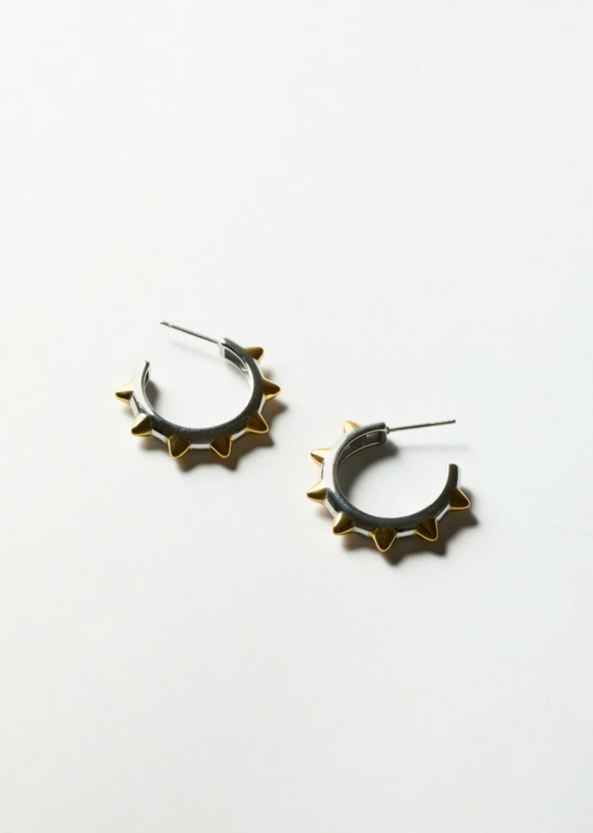 NALI Silver Hoop Earrings with Gold Studs