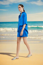 Load image into Gallery viewer, Ottod&#39;Ame Blue Viscose Shorts
