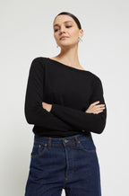 Ottod’Ame Black Viscose Knit Jumper with Boat Neck