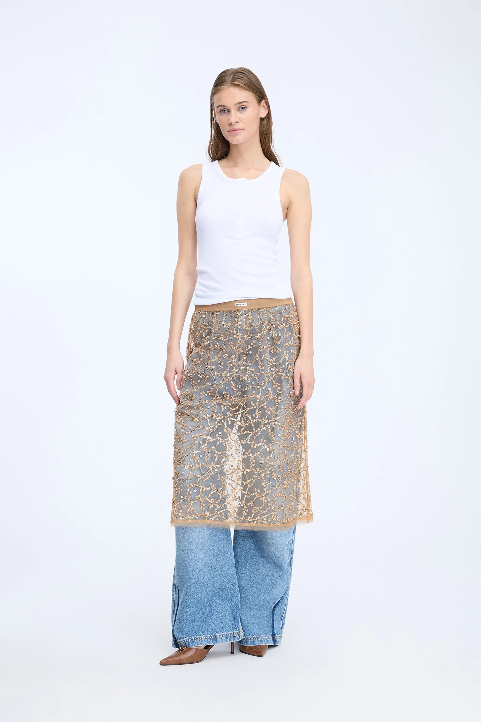 MUNTHE NINIA Gold Sheer Skirt