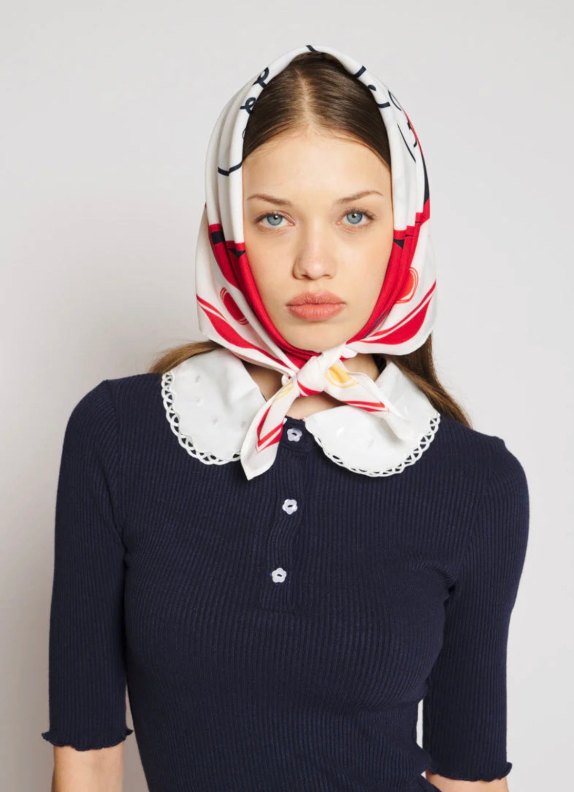 Sister Jane White & Red Dove Print Head Scarf