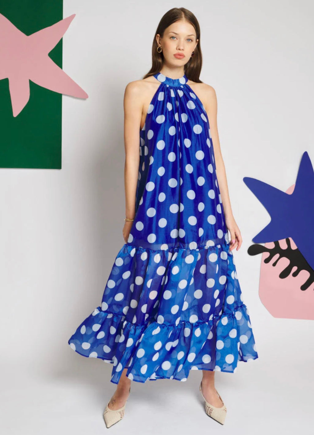 Sister Jane Blue Polka Dot Organza Midi Dress