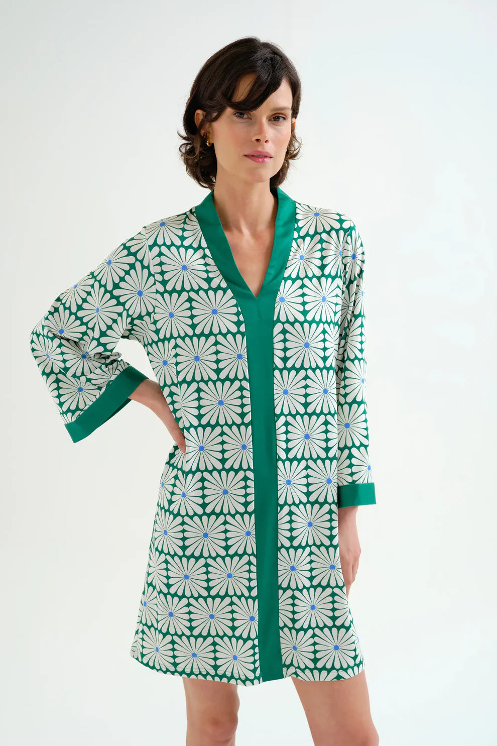 Compañía Green Graphic Print Kaftan Dress