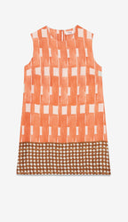 Ottod’Ame Peach Geometric Print Silk Viscose Shift Dress