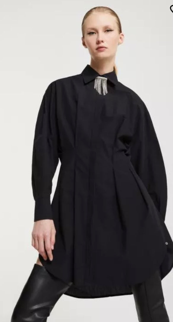 Ottod’Ame Black Oversized Poplin Shirt - Dress