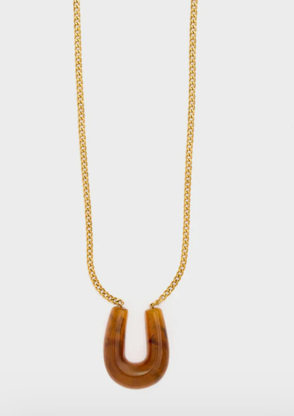 NALI Gold Necklace with Tortoiseshell Resin Pendant