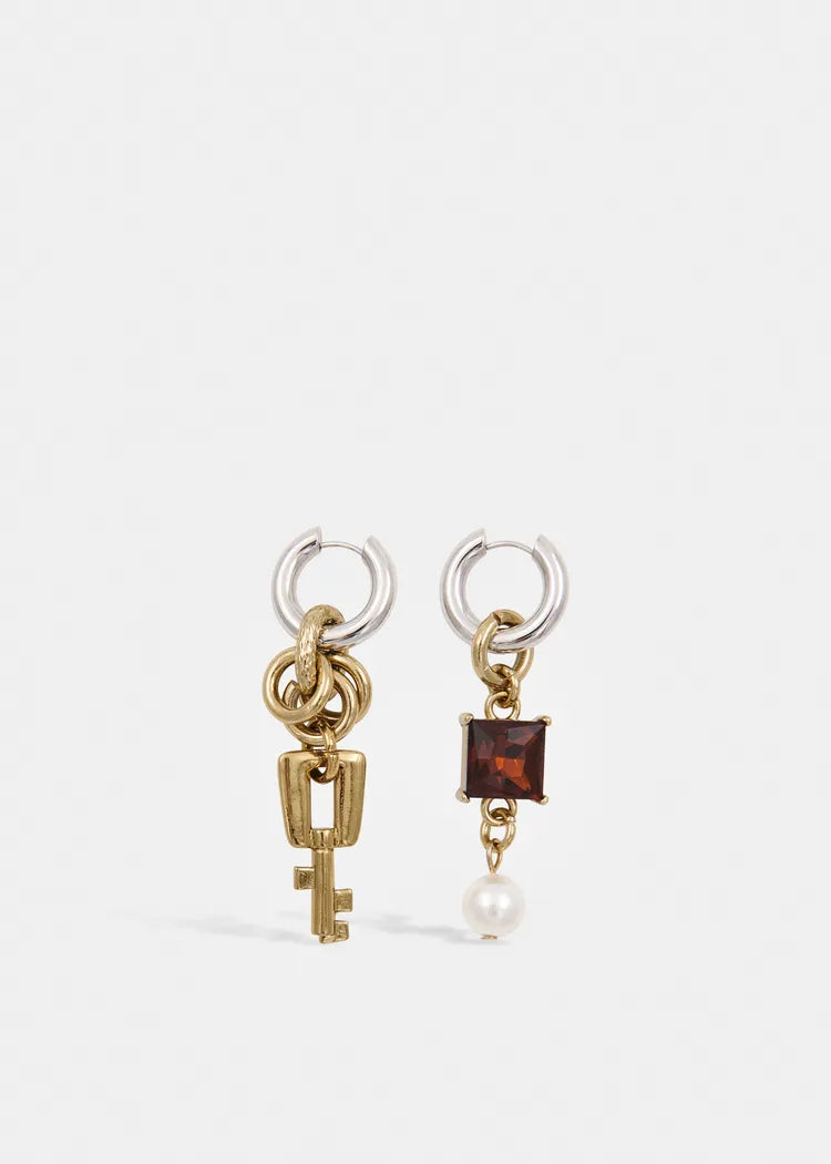 Essentiel Antwerp Mismatched Charm Hoop Earrings