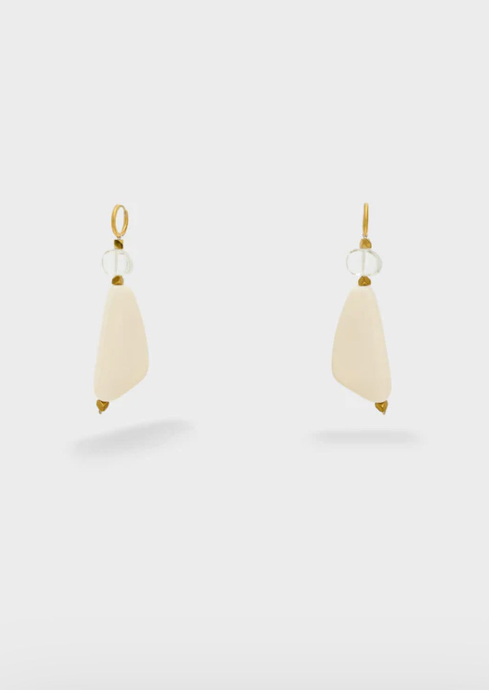 NALI Cream Resin Gold Hoop Drop Earrings