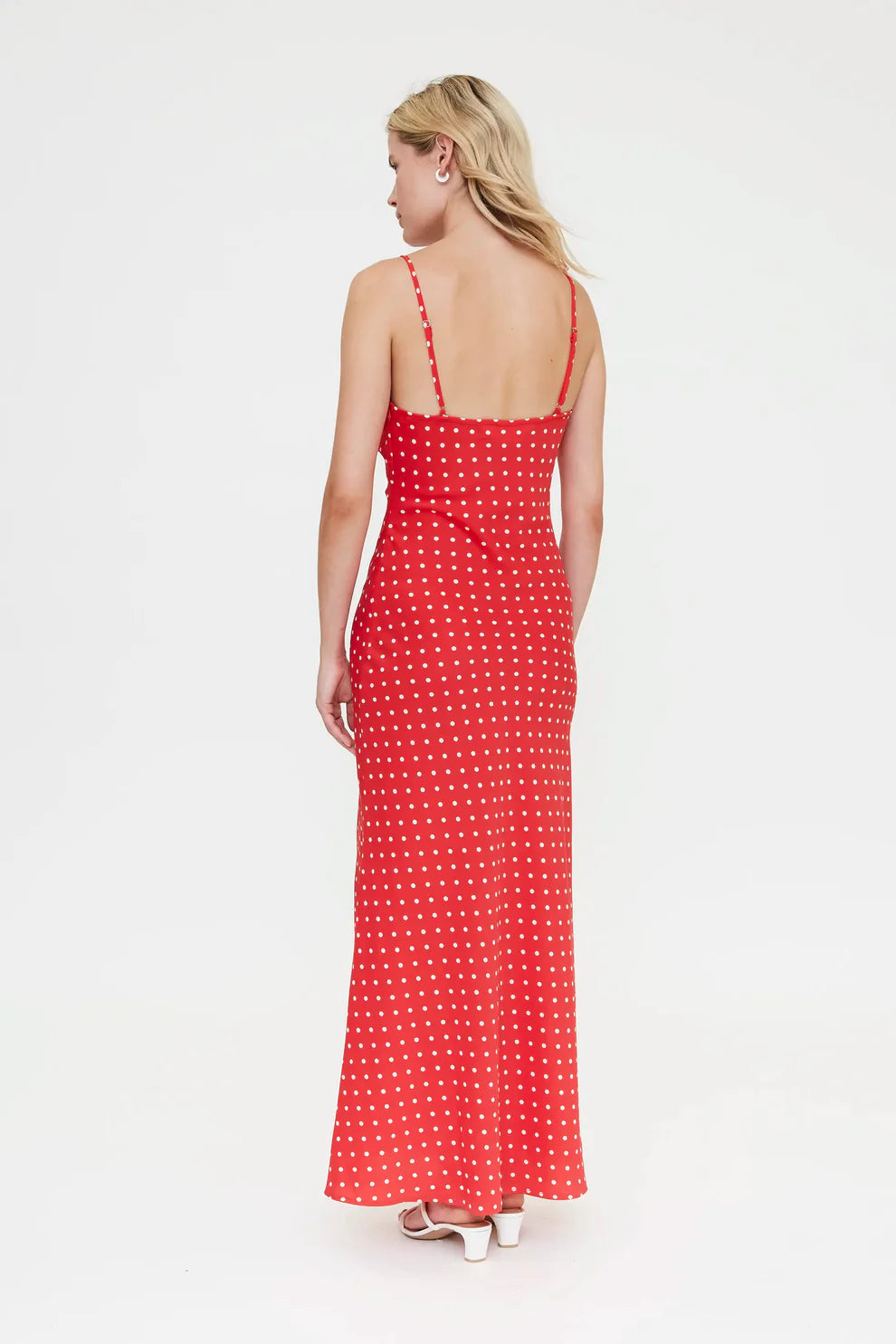 Compañía Red Polka Dot Midi Dress