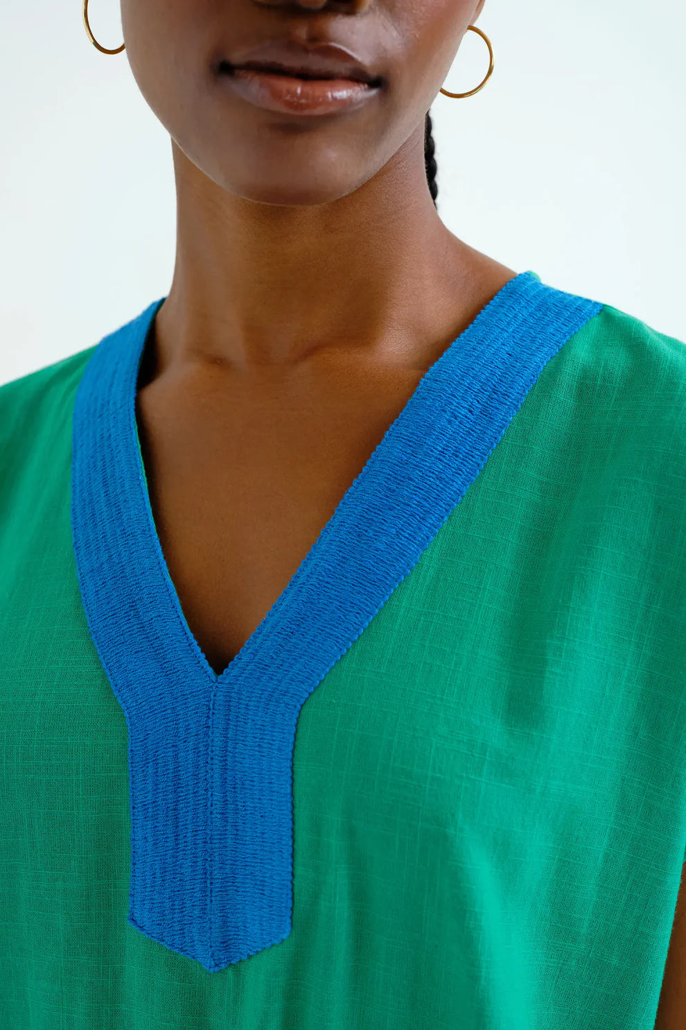 Compañía Green/Blue Cotton Kaftan