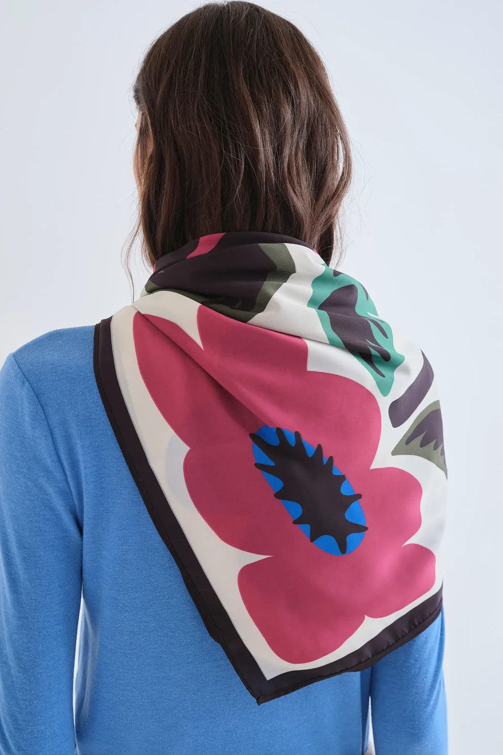 Compañia Fantástica Statement Print Cream Satin Scarf