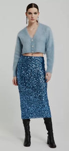 Ottod’Ame Blue Sequins Midi Skirt