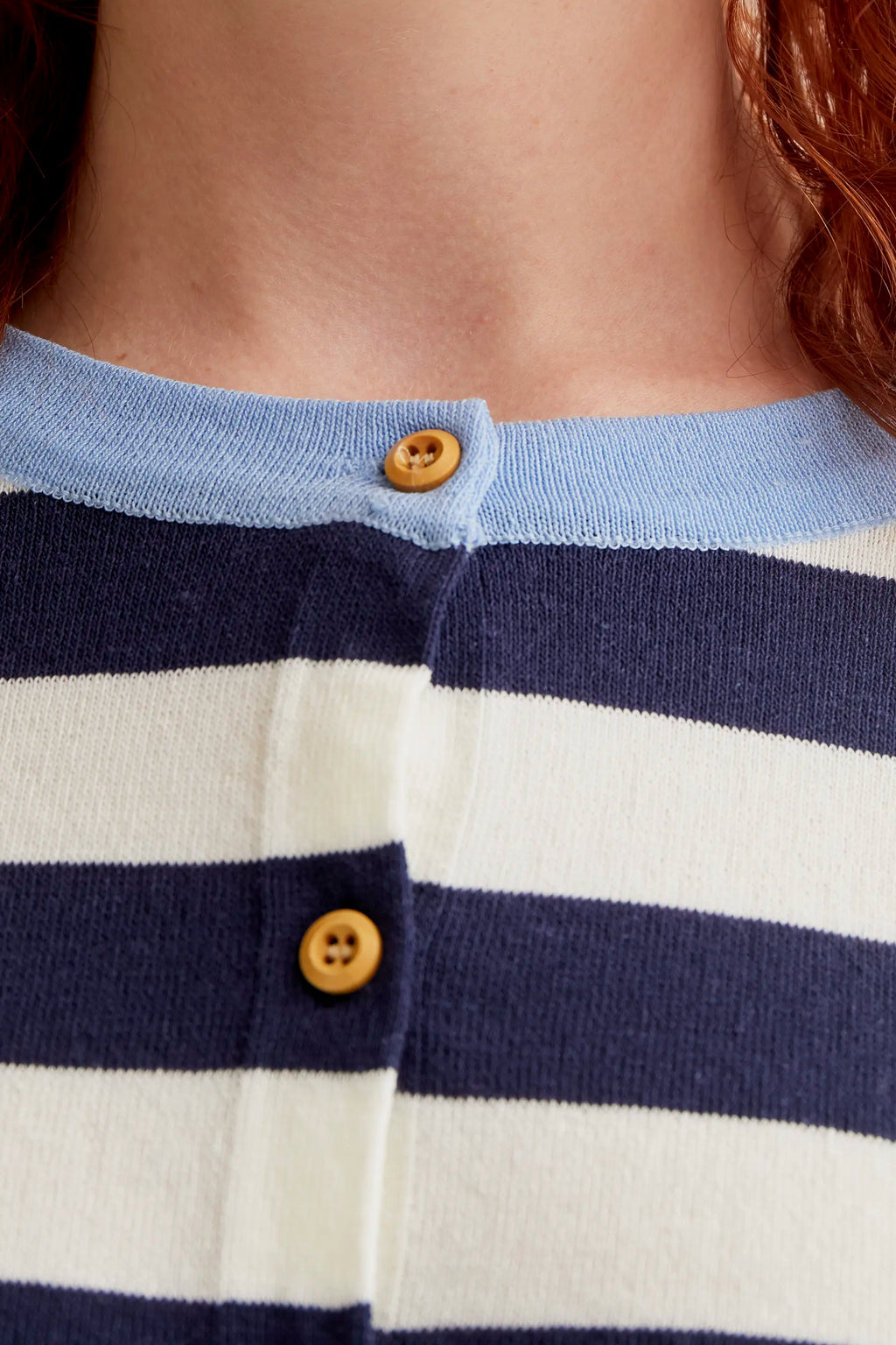 Compañía Navy Stripe Fine Knit Cardigan