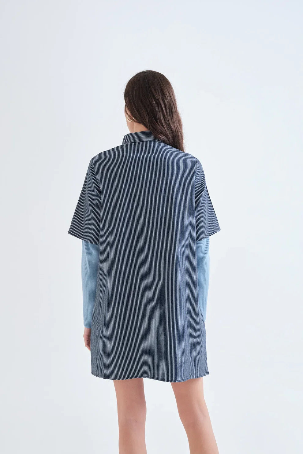 Compañia Fantástica Striped Denim Shift Dress