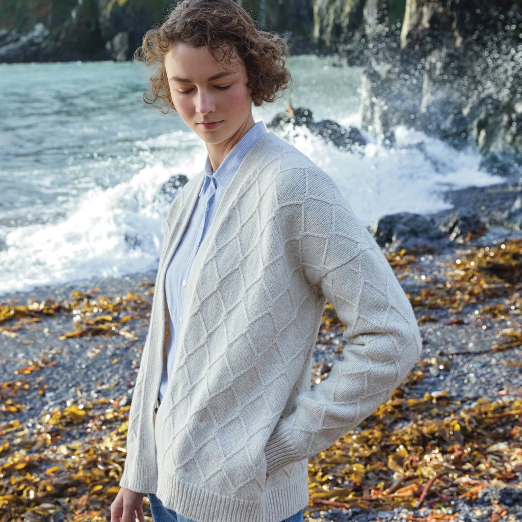 Fisherman Out of Ireland Oatmeal Cashmere Wool Cardigan