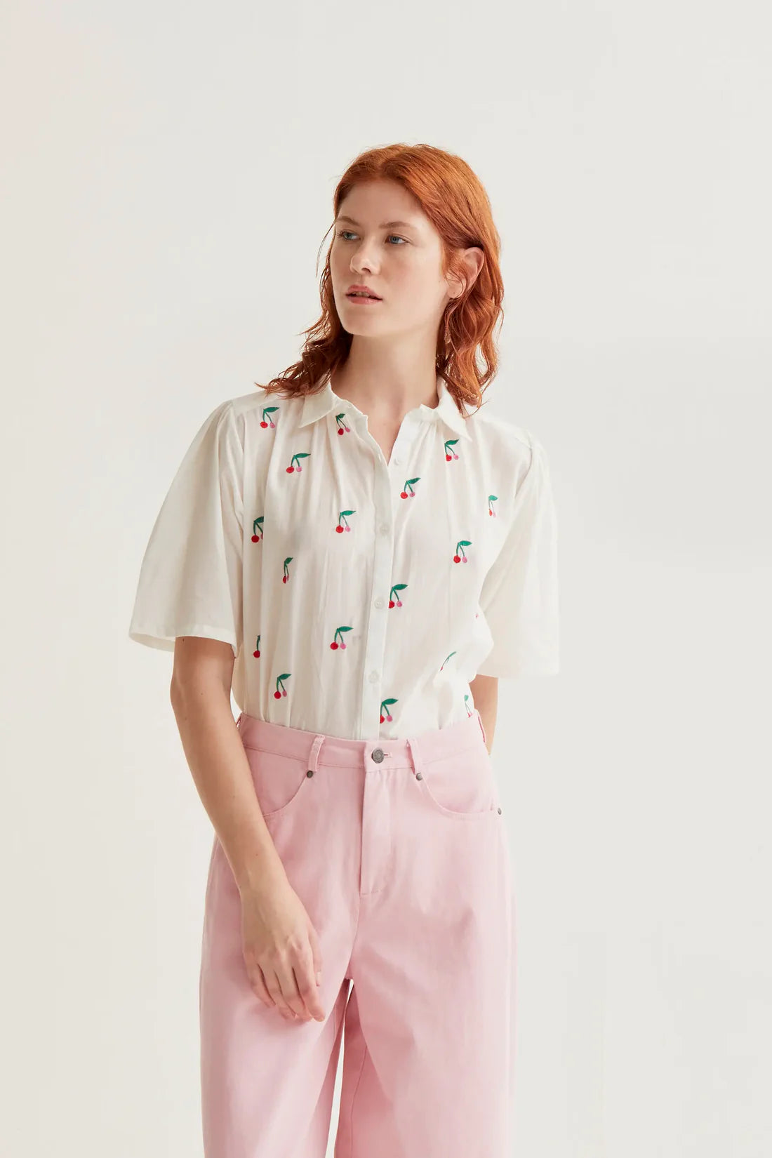 Compañía White Shirt with Cherries print