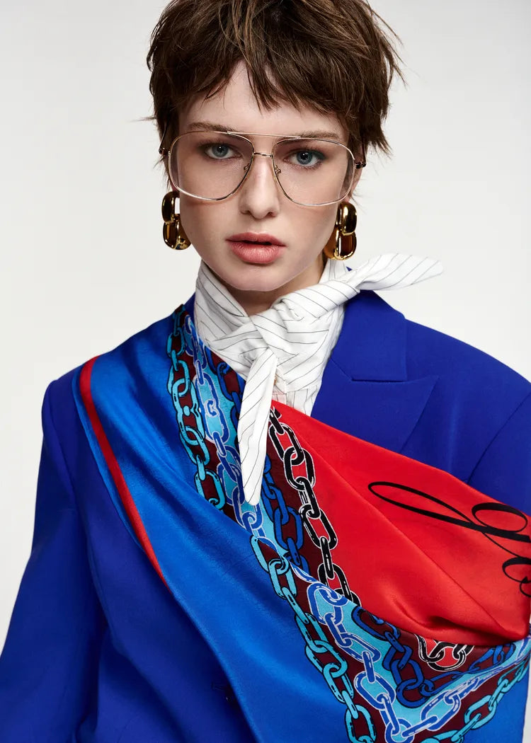 Essentiel Antwerp Cobalt Blue Silk Scarf