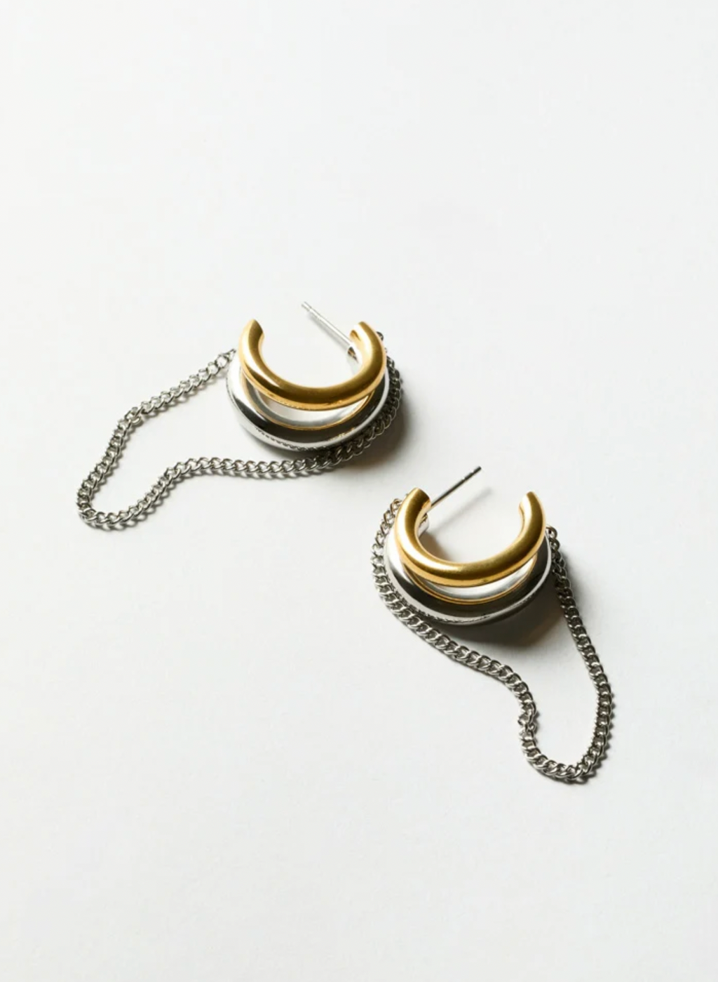 NALI Gold & Silver Hoop Earrings with Chain
