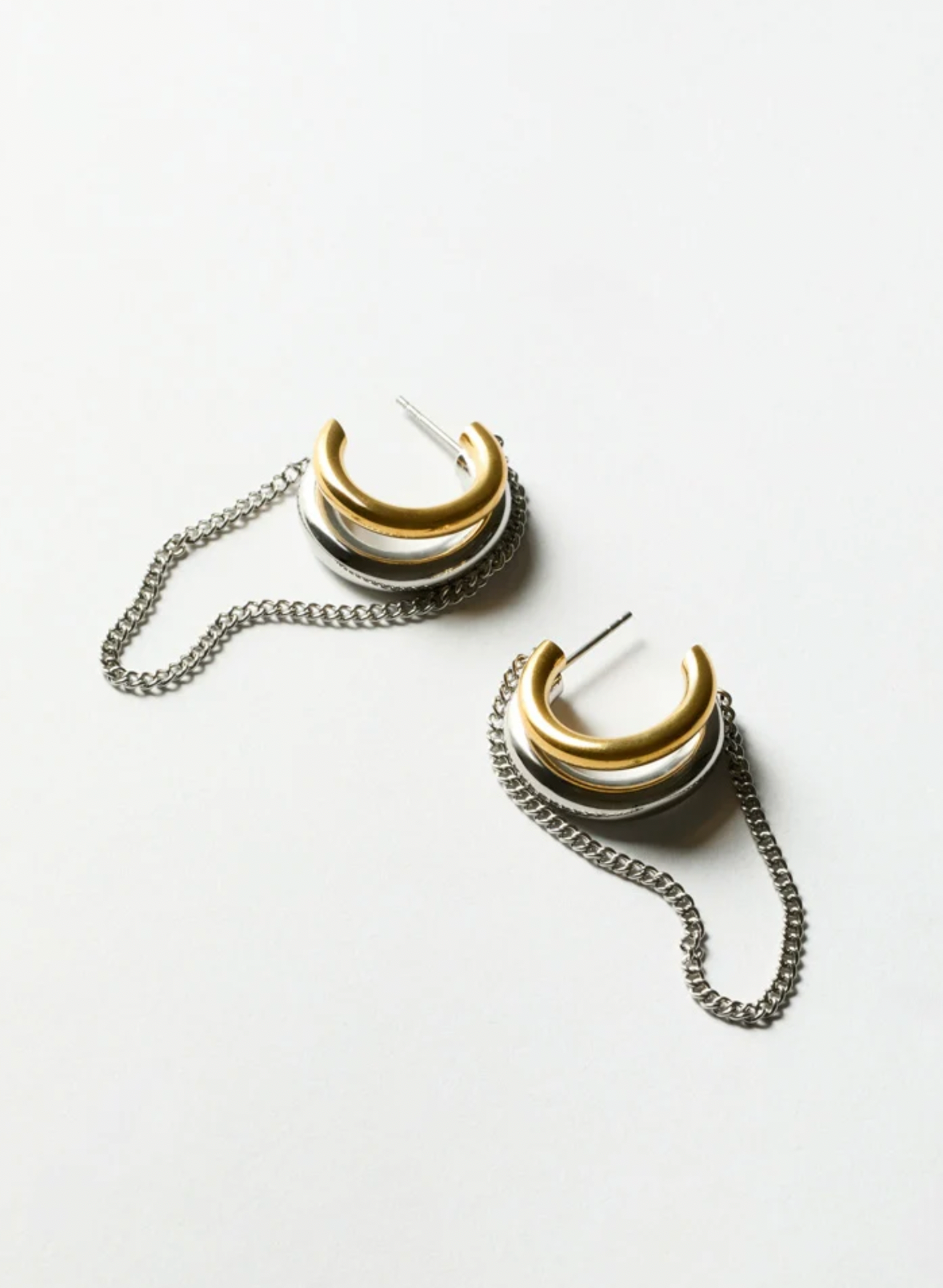NALI Gold & Silver Hoop Earrings with Chain