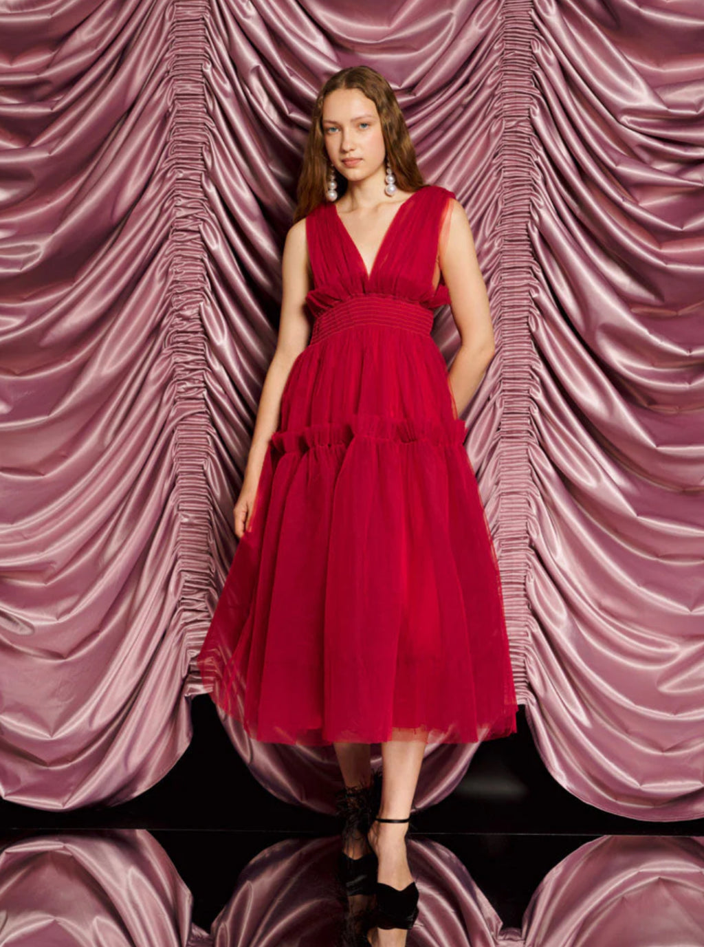 DREAM Sister Jane Red Tulle Midi Dress