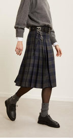 Ottod’Ame Navy & Grey Tartan Skirt