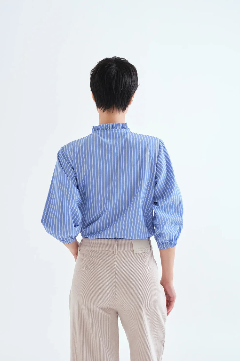 Compañia Fantástica Blue & White Stripe Seersucker Blouse