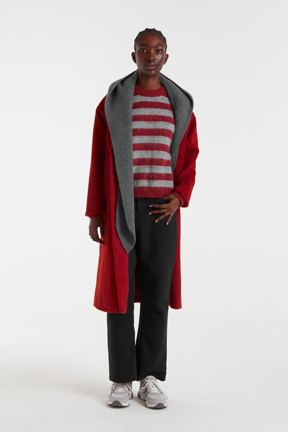 Compañia Fantastica Red & Grey Striped Knit Jumper