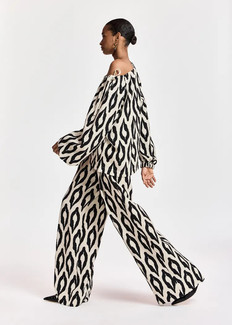Essentiel Antwerp Cream & Black Printed Blouse