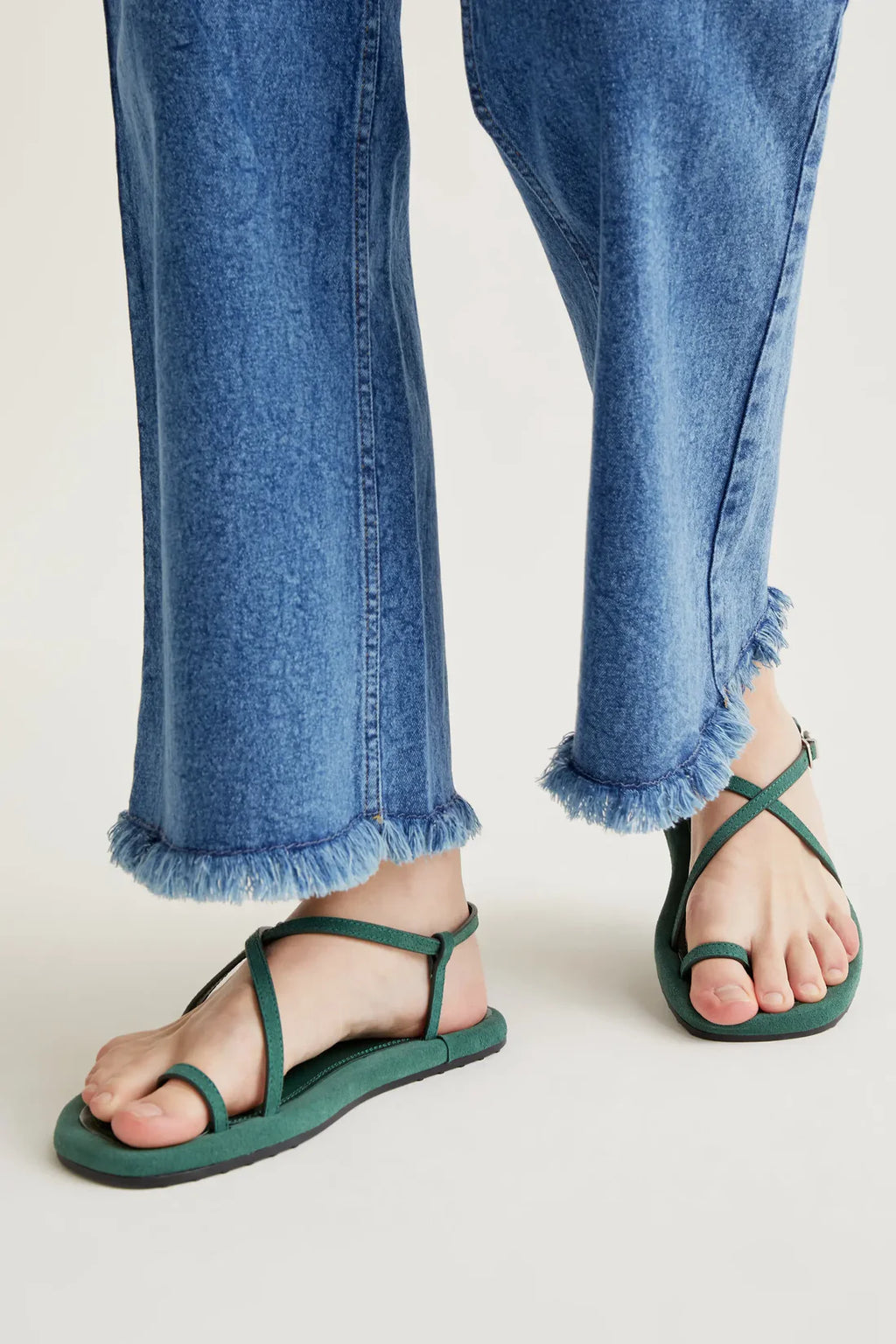 Compañía Fantástica Blue Denim Jeans with Frayed Hemline