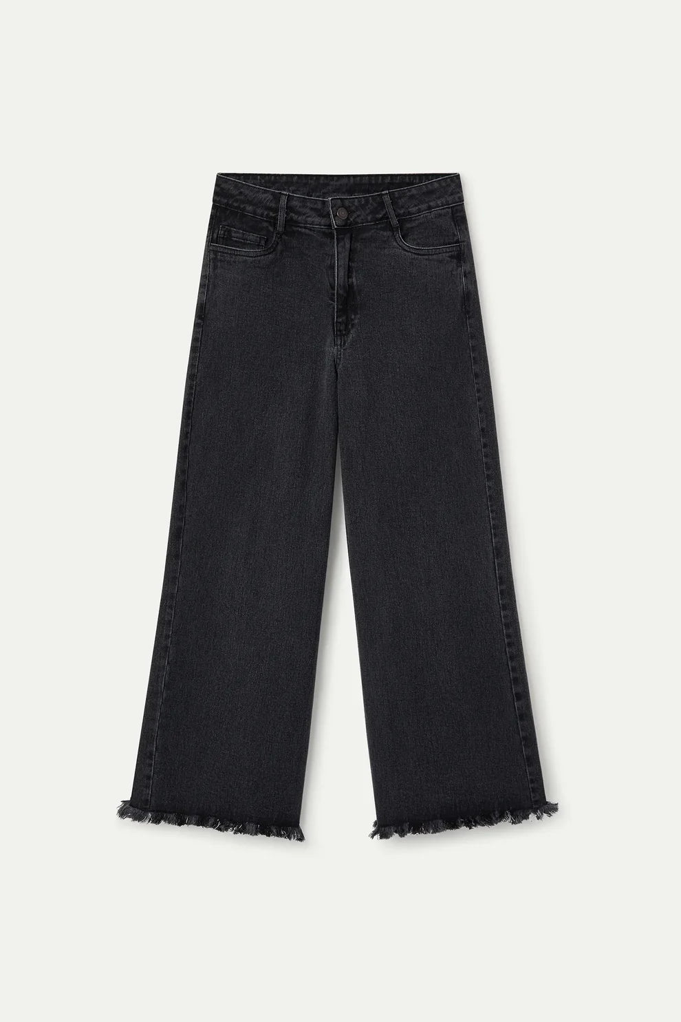 Compañía Black Denim Jeans with Frayed Hemline