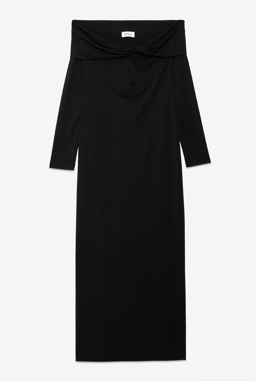Ottod’Ame Black Long Sleeve Off-Shoulder Long Dress.