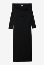 Ottod’Ame Black Long Sleeve Off-Shoulder Long Dress.