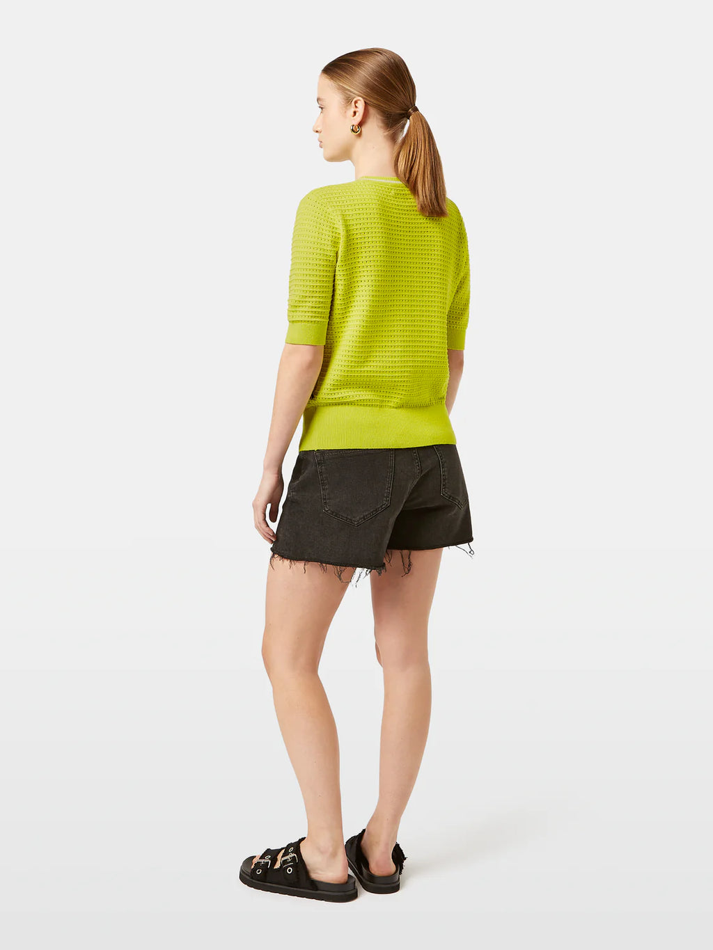 Scotch & Soda Lime pointelle short sleeve jumper