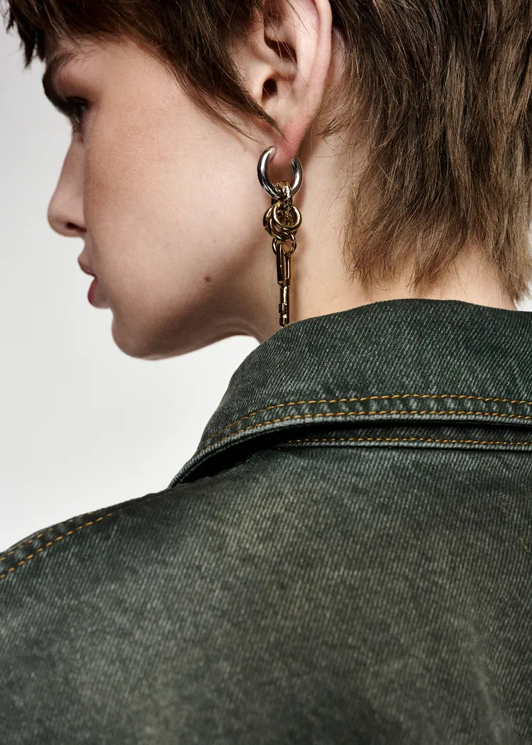 Essentiel Antwerp Mismatched Charm Hoop Earrings