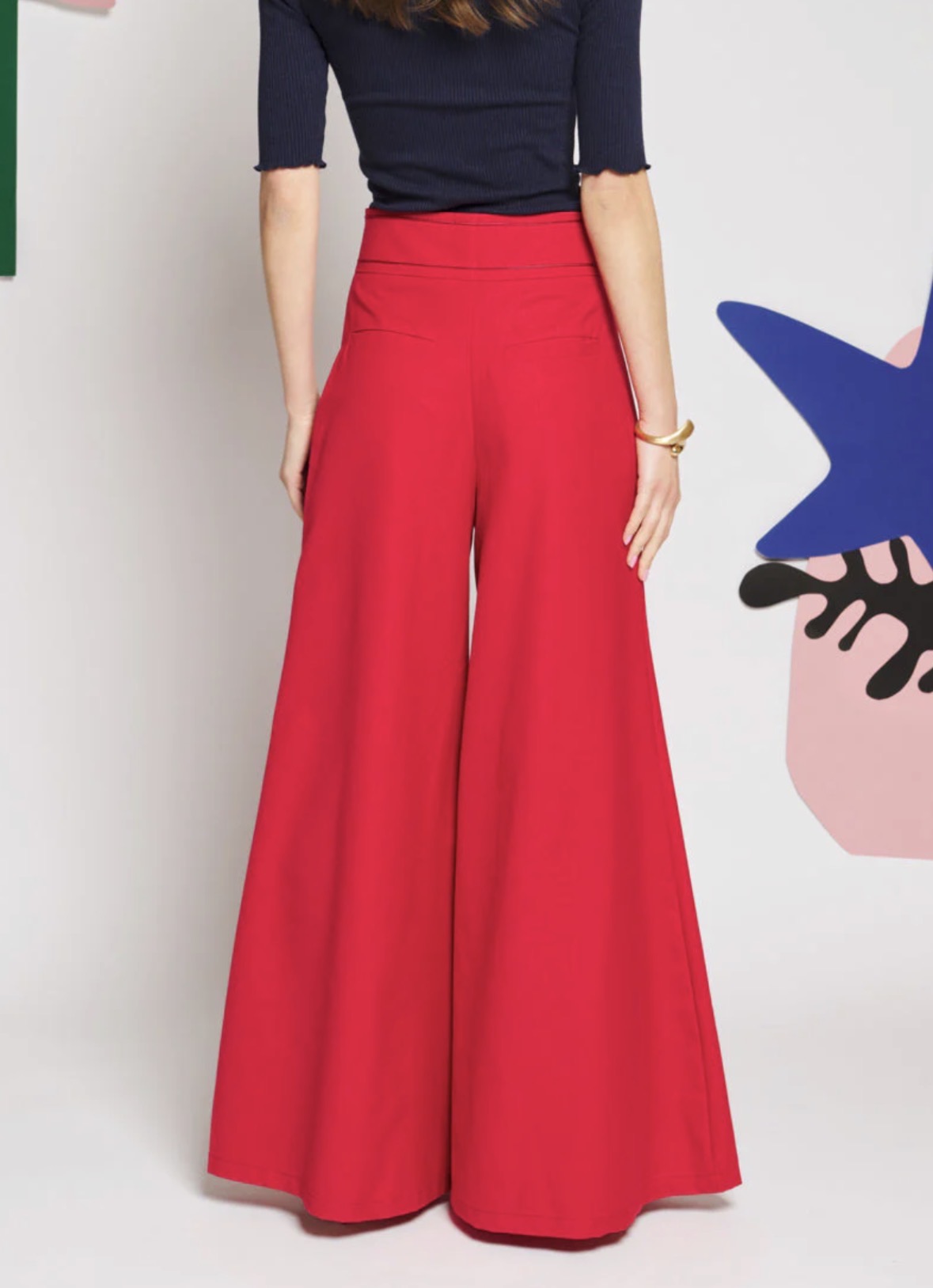 Sister Jane Red High Waisted Flared Trousers