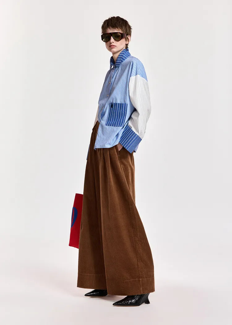 Essentiel Antwerp Brown Corduroy Wide Leg Pants