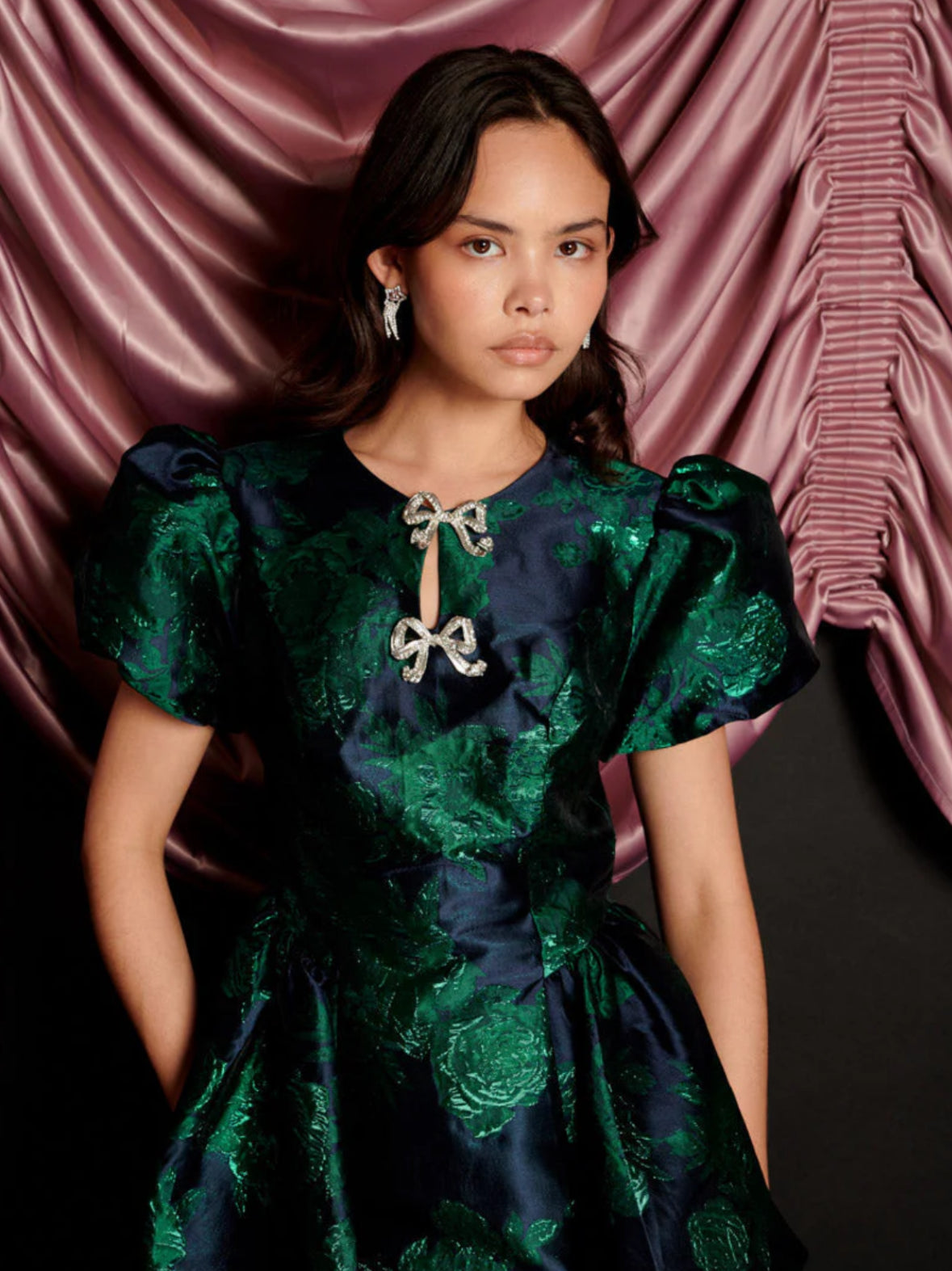 Sister Jane Green Navy Jacquard Mini Dress