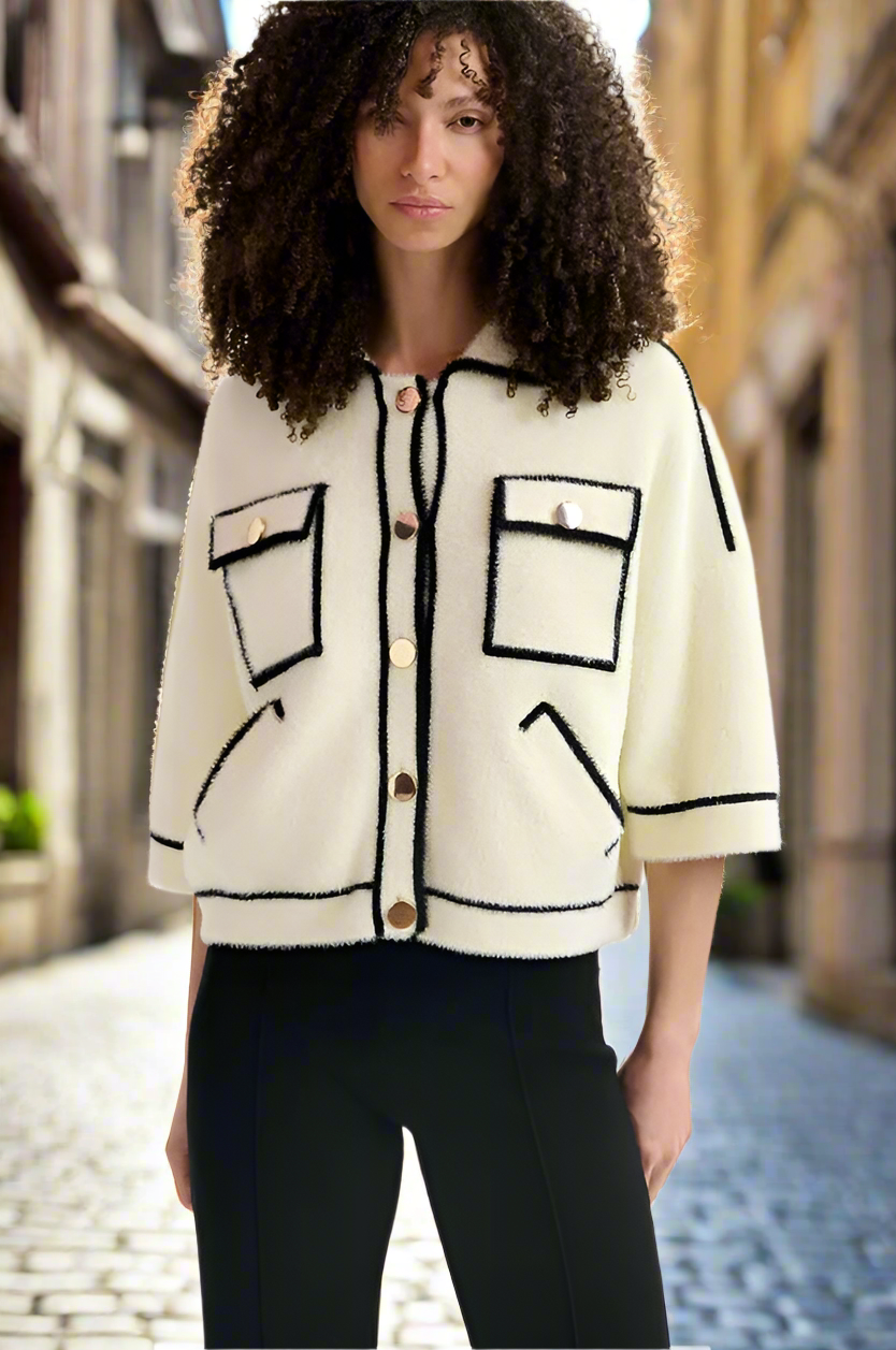 Essentiel Antwerp Off-White Fluffy Cardi-Jacket