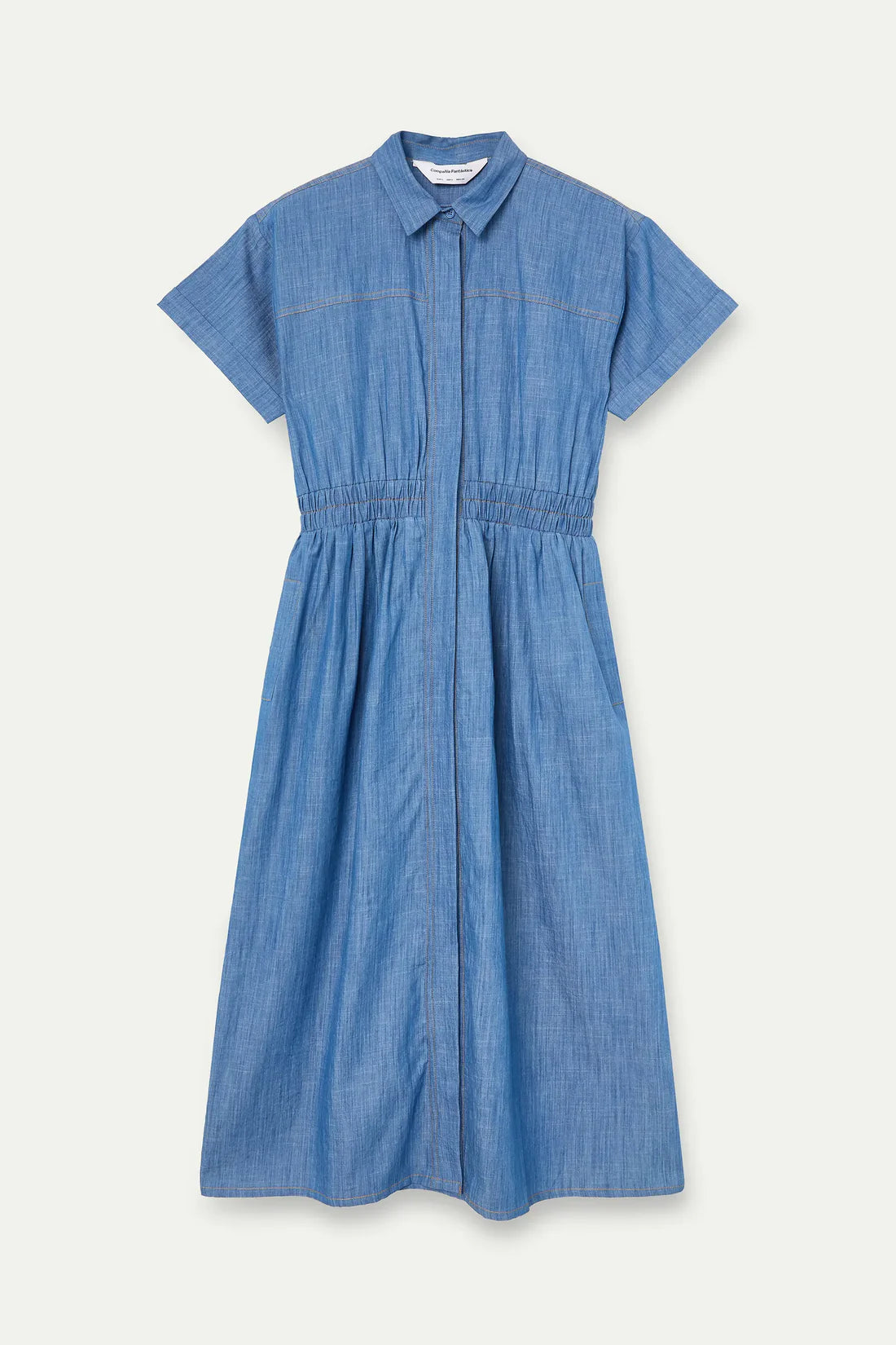 Compañia Fantastica Denim Cotton Elasticated Waist Midi Dress